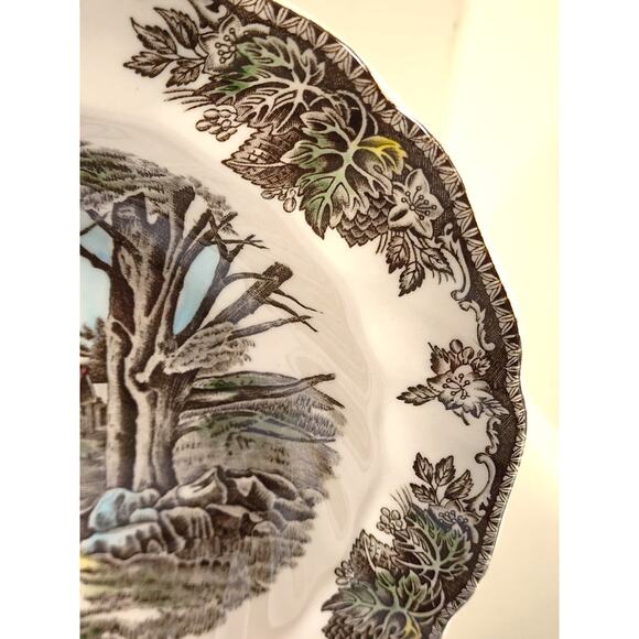 BOWL/SOUP-JOHNSON BROS.-"The Friendly Village"-Traditional Scene-Brown, Cream - Picture 3 of 9